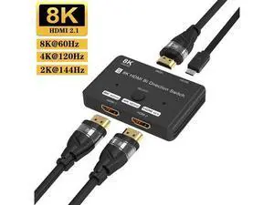 Bi-Directional HDMI 2.1 Switch 2 In 1 Out / 1 In 2 Out, 48Gbps Bandwidth, Supports 8K@60Hz & 4K@120Hz, Dynamic HDR & Dolby Atmos for PS5 Xbox QLED TV Fire TV Box Bi-Directional HDMI 2.1 Switch 2 In 1 Out / 1 In 2 Out, 48Gbps Bandwidth, Supports 8K@60Hz & 4K@120Hz, Dynamic HDR & Dolby Atmos for PS5 Xbox QLED TV Fire TV Box