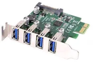 4 Port PCI-E 1X to USB 3.0 Expansion Card, PCI Express USB Hub Adapter with 80mm & 120mm Dual Bracket 4 Port PCI-E 1X to USB 3.0 Expansion Card, PCI Express USB Hub Adapter with 80mm & 120mm Dual Bracket