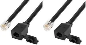 6P6C Extension Cable with Cap RJ12 Crystal Head Cable Male to Female with Dust Cover Black 35CM (Pack of 2) 6P6C Extension Cable with Cap RJ12 Crystal Head Cable Male to Female with Dust Cover Black 35CM (Pack of 2)