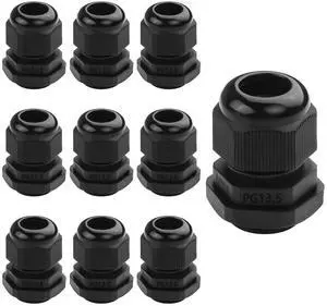 10PCS PG13.5 Cable Glands Waterproof Adjustable Cable Gland - 10 Pieces Black Plastic Nylon Waterproof Wire Glands Connector Fitting (PG13.5) 10PCS PG13.5 Cable Glands Waterproof Adjustable Cable Gland - 10 Pieces Black Plastic Nylon Waterproof Wire Glands Connector Fitting (PG13.5)