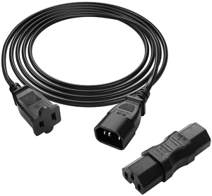 IEC 320 C14 Male to Nema 1-15R Female Splitter Adapter Cable with 1 IEC 320 C13 Female to Female Connector Plugs 2.2M IEC 320 C14 Male to Nema 1-15R Female Splitter Adapter Cable with 1 IEC 320 C13 Female to Female Connector Plugs 2.2M