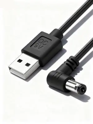 USB Power Cable, 90-Degree Right Angle Connector, Black, DC Power Cord, Universal Charging Adapter Compatible with Electronics Devices (90 Degree) USB Power Cable, 90-Degree Right Angle Connector, Black, DC Power Cord, Universal Charging Adapter Compatible with Electronics Devices (90 Degree)