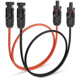 2 Pcs 11AWG Solar Extension Cable Waterproof Solar Connector Male to Female Solar Panel Connection Cable39.3Inch 4mm ² Red+39.3Inch 4mm ² Black 2 Pcs 11AWG Solar Extension Cable Waterproof Solar Connector Male to Female Solar Panel Connection Cable39.3Inch 4mm ² Red+39.3Inch 4mm ² Black