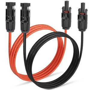 2 Pcs 11AWG Solar Extension Cable Waterproof Solar Connector Male to Female Solar Panel Connection Cable118.1Inch 4mm ² Red+118.1Inch 4mm ² Black 2 Pcs 11AWG Solar Extension Cable Waterproof Solar Connector Male to Female Solar Panel Connection Cable118.1Inch 4mm ² Red+118.1Inch 4mm ² Black