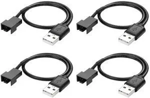 4 Pcs USB to 4 Pin/3 Pin PWM Fan Power Cable 5V USB Type-A to 4 Pin/3 Pin Two Core PWM Fan Power Cable for Chassis Fans,CPU Fans etc(11.81 Inch) 4 Pcs USB to 4 Pin/3 Pin PWM Fan Power Cable 5V USB Type-A to 4 Pin/3 Pin Two Core PWM Fan Power Cable for Chassis Fans,CPU Fans etc(11.81 Inch)
