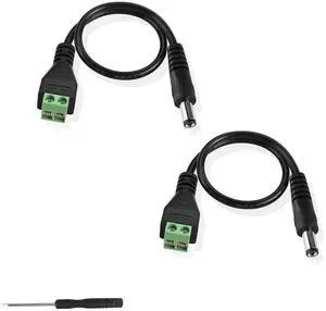 2PCS DC Power Cable 5.5X2.1mm DC Male Plug to Terminal Connector Jack Socket Adapter Power Cable 22AWG for CCTV Security Camera,DVR,LED Strip Light Etc (1x Terminal Screwdriver) 2PCS DC Power Cable 5.5X2.1mm DC Male Plug to Terminal Connector Jack Socket Adapter Power Cable 22AWG for CCTV Security Camera,DVR,LED Strip Light Etc (1x Terminal Screwdriver)
