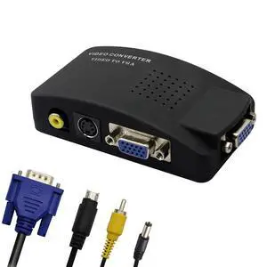 RCA to VGA Adapter,Composite AV S-Video to VGA Converter,for HDTV, Monitors, Laptop, Desktop,DVD/VCD/Camera/Set-top Box RCA to VGA Adapter,Composite AV S-Video to VGA Converter,for HDTV, Monitors, Laptop, Desktop,DVD/VCD/Camera/Set-top Box