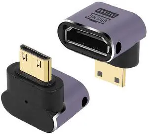 8K Mini HDMI to Standard HDMI Adapter 2.1 Version Mini HDMI Male to Down Angle 90 Degree HDMI Female Extension Adapter for Camera,Laptop,Tablet,HDTV,Projector 2 PCS(Down Angle) 8K Mini HDMI to Standard HDMI Adapter 2.1 Version Mini HDMI Male to Down Angle 90 Degree HDMI Female Extension Adapter for Camera,Laptop,Tablet,HDTV,Projector 2 PCS(Down Angle)