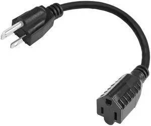 NEMA 5-15P to 5-15R Power Extension Cord, 18AWG 3 Prong AC Short Power Cable 13A/125V, 1FT 30CM NEMA 5-15P to 5-15R Power Extension Cord, 18AWG 3 Prong AC Short Power Cable 13A/125V, 1FT 30CM