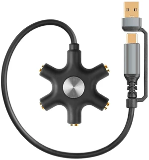 USB A/C Male to 5-Port 3.5mm Female Headphone Audio Splitter 5 Jack 3.5mm Stereo Music Sharer 1 Male and 5 Female Splitter Phone Computer Jack Separato (with USB) USB A/C Male to 5-Port 3.5mm Female Headphone Audio Splitter 5 Jack 3.5mm Stereo Music Sharer 1 Male and 5 Female Splitter Phone Computer Jack Separato (with USB)