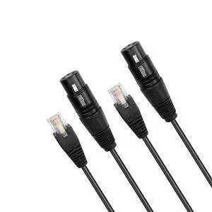 3 Pin XLR to RJ45 Converter Cable - XLR DMX Cable for Speaker, Mixers, Sound and Stage Lighting Equipment - 30cm/1Ft (2 PCS) 3 Pin XLR to RJ45 Converter Cable - XLR DMX Cable for Speaker, Mixers, Sound and Stage Lighting Equipment - 30cm/1Ft (2 PCS)