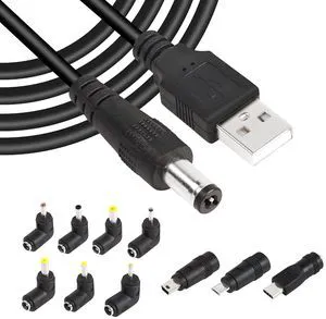 USB2.0 to DC Power Cable USB2.0 to DC 5.5mmx2.1mm 5V Universal Charging Cable with 10 Types of Connector Plugs for Mobile Phones,Speakers,Small Fans,Routers,etc(60.2Inch) USB2.0 to DC Power Cable USB2.0 to DC 5.5mmx2.1mm 5V Universal Charging Cable with 10 Types of Connector Plugs for Mobile Phones,Speakers,Small Fans,Routers,etc(60.2Inch)
