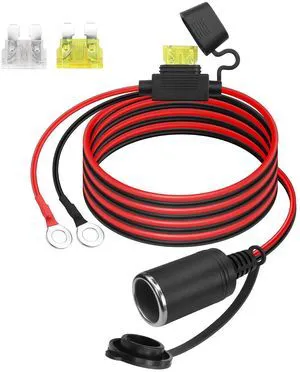 12V Car Female Cigarette Lighter to O Ring Terminal Extension Cable Cigarette Lighter Socket with Blade Fuse Replacement Waterproof Plug for Car Marine Truck ATV RV (6.56FT) 12V Car Female Cigarette Lighter to O Ring Terminal Extension Cable Cigarette Lighter Socket with Blade Fuse Replacement Waterproof Plug for Car Marine Truck ATV RV (6.56FT)