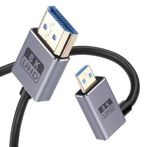 90 Degree Left Angle 8K HDMI Male to Micro HDMI Male 2.5 Extended Cable Supports 8k@60Hz,1080p,with Digital Cameras, Camcorders,Tablets (Micro HDMI Male to Left HDMI Male) 90 Degree Left Angle 8K HDMI Male to Micro HDMI Male 2.5 Extended Cable Supports 8k@60Hz,1080p,with Digital Cameras, Camcorders,Tablets (Micro HDMI Male to Left HDMI Male)