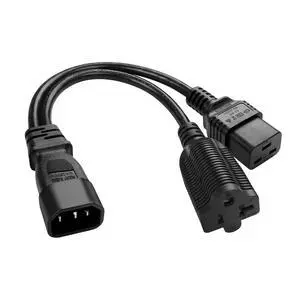 IEC C14 Male to C19 + 5-20R Power Cord Y Splitter Power Wire Line for Servers, Network Switches and More 35cm IEC C14 Male to C19 + 5-20R Power Cord Y Splitter Power Wire Line for Servers, Network Switches and More 35cm