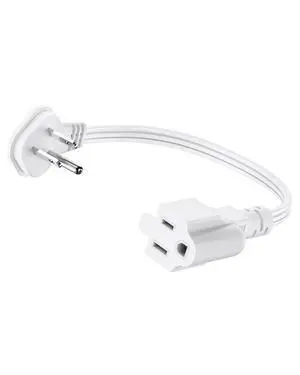 Flat Plug 1Ft Short Extension Cord, White 90-Degree Plug Low Profile Power Adapter, 3-Prong Indoor Grounded Small Extension Cord 16AWG 13A 1625W 1 Pack Flat Plug 1Ft Short Extension Cord, White 90-Degree Plug Low Profile Power Adapter, 3-Prong Indoor Grounded Small Extension Cord 16AWG 13A 1625W 1 Pack