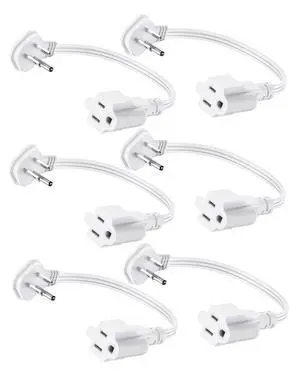 Flat Plug 1Ft Short Extension Cord, White 90-Degree Plug Low Profile Power Adapter, 3-Prong Indoor Grounded Small Extension Cord 16AWG 13A 1625W 6 Pack Flat Plug 1Ft Short Extension Cord, White 90-Degree Plug Low Profile Power Adapter, 3-Prong Indoor Grounded Small Extension Cord 16AWG 13A 1625W 6 Pack
