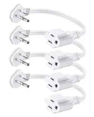 Flat Plug 1Ft Short Extension Cord, White 90-Degree Plug Low Profile Power Adapter, 3-Prong Indoor Grounded Small Extension Cord 16AWG 13A 1625W 4 Pack Flat Plug 1Ft Short Extension Cord, White 90-Degree Plug Low Profile Power Adapter, 3-Prong Indoor Grounded Small Extension Cord 16AWG 13A 1625W 4 Pack