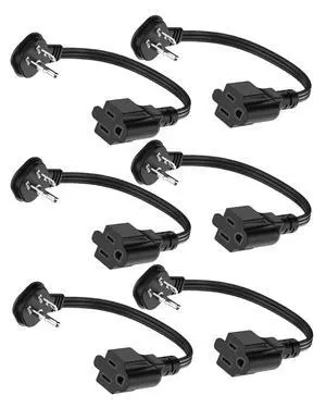 Flat Plug 1Ft Short Extension Cord, 90-Degree Plug Low Profile Power Adapter, 3-Prong Indoor Grounded Small Extension Cord Black 16AWG 13A 1625W 6 Pack Flat Plug 1Ft Short Extension Cord, 90-Degree Plug Low Profile Power Adapter, 3-Prong Indoor Grounded Small Extension Cord Black 16AWG 13A 1625W 6 Pack