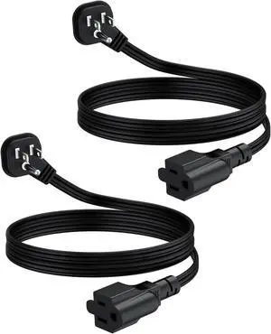 Flat Plug 3Ft Short Extension Cord, 90-Degree Plug Low Profile Power Adapter, 3-Prong Indoor Grounded Small Extension Cord Black 16AWG 13A 1625W 2 Pack Flat Plug 3Ft Short Extension Cord, 90-Degree Plug Low Profile Power Adapter, 3-Prong Indoor Grounded Small Extension Cord Black 16AWG 13A 1625W 2 Pack