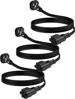 Flat Plug 3Ft Short Extension Cord, 90-Degree Plug Low Profile Power Adapter, 3-Prong Indoor Grounded Small Extension Cord Black 16AWG 13A 1625W 3 Pack Flat Plug 3Ft Short Extension Cord, 90-Degree Plug Low Profile Power Adapter, 3-Prong Indoor Grounded Small Extension Cord Black 16AWG 13A 1625W 3 Pack