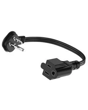 Flat Plug 1Ft Short Extension Cord, 90-Degree Plug Low Profile Power Adapter, 3-Prong Indoor Grounded Small Extension Cord Black 16AWG 13A 1625W 1 Pack Flat Plug 1Ft Short Extension Cord, 90-Degree Plug Low Profile Power Adapter, 3-Prong Indoor Grounded Small Extension Cord Black 16AWG 13A 1625W 1 Pack