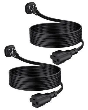 6Ft Flat Plug Short Extension Cord, 90-Degree Plug Low Profile Power Adapter, 3-Prong Indoor Grounded Small Extension Cord Black 16AWG 13A 1625W 2 Pack 6Ft Flat Plug Short Extension Cord, 90-Degree Plug Low Profile Power Adapter, 3-Prong Indoor Grounded Small Extension Cord Black 16AWG 13A 1625W 2 Pack