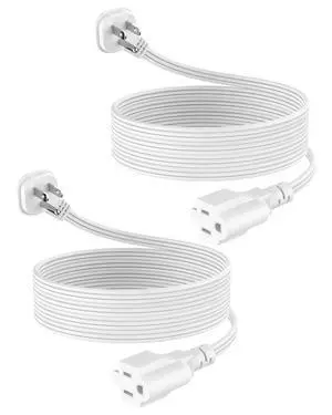 6Ft Flat Plug Short Extension Cord, White 90-Degree Plug Low Profile Power Adapter, 3-Prong Indoor Grounded Small Extension Cord 16AWG 13A 1625W 2 Pack 6Ft Flat Plug Short Extension Cord, White 90-Degree Plug Low Profile Power Adapter, 3-Prong Indoor Grounded Small Extension Cord 16AWG 13A 1625W 2 Pack