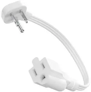 Flat Plug 3-Prong Short Extension Cord 1Ft White 1-Pack 16AWG 13A 1625W Flat Plug 3-Prong Short Extension Cord 1Ft White 1-Pack 16AWG 13A 1625W