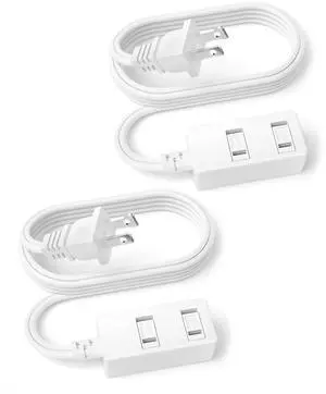 Indoor Extension Cord - 6 Ft 2 Packs White 2-Prong Power Strip with 3 Polarized Outlets & Safety Slide Windows, 16/2 AWG, 13A/1625W for Home, Office & Travel Indoor Extension Cord - 6 Ft 2 Packs White 2-Prong Power Strip with 3 Polarized Outlets & Safety Slide Windows, 16/2 AWG, 13A/1625W for Home, Office & Travel