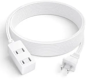 Indoor Extension Cord - 6.2 Ft White 2-Prong Power Strip with 3 Polarized Outlets & Safety Slide Windows, 16/2 AWG, 13A/1625W for Home, Office & Travel Indoor Extension Cord - 6.2 Ft White 2-Prong Power Strip with 3 Polarized Outlets & Safety Slide Windows, 16/2 AWG, 13A/1625W for Home, Office & Travel