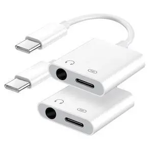 USB C to 3.5mm Headphone Jack and Charger Adapter, 2-in-1 Audio & Fast Charging Splitter for Apple iPhone 17/16/15/Pro/Pro Max, iPad, Samsung, Pixel, and More 2Pack USB C to 3.5mm Headphone Jack and Charger Adapter, 2-in-1 Audio & Fast Charging Splitter for Apple iPhone 17/16/15/Pro/Pro Max, iPad, Samsung, Pixel, and More 2Pack