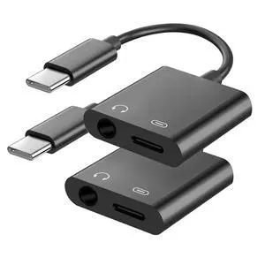 USB C to 3.5mm Headphone Jack and Charger Adapter, 2-in-1 Audio & Fast Charging Splitter for Apple iPhone 17/16/15/Pro/Pro Max, iPad, Samsung, Pixel, and More 2Pack Black USB C to 3.5mm Headphone Jack and Charger Adapter, 2-in-1 Audio & Fast Charging Splitter for Apple iPhone 17/16/15/Pro/Pro Max, iPad, Samsung, Pixel, and More 2Pack Black