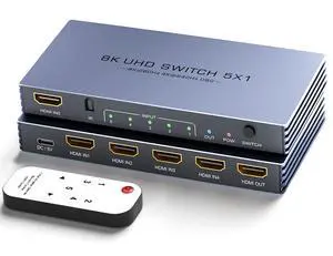 HDMI Switch 4K 240Hz - New Upgrade 5 in 1 Out 8K@60Hz 4K@240Hz HDMI Switch with Remote Support 3D/HDR/HDCP2.3, Compatible with PS5/4 Xbox Roku Apple TV Fire Stick 8k HDMI2.1 Switcher HDMI Switch 4K 240Hz - New Upgrade 5 in 1 Out 8K@60Hz 4K@240Hz HDMI Switch with Remote Support 3D/HDR/HDCP2.3, Compatible with PS5/4 Xbox Roku Apple TV Fire Stick 8k HDMI2.1 Switcher