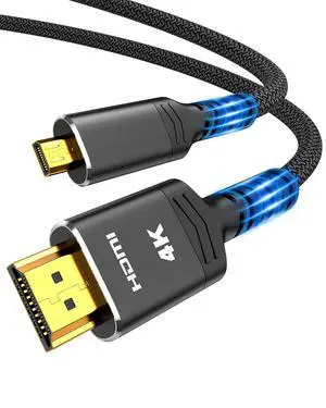 4K Micro HDMI to HDMI Cable 10 FT, Micro Male to HDMI Male Cable 4K Micro HDMI to HDMI Cable 10 FT, Micro Male to HDMI Male Cable