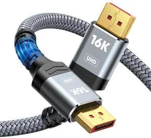 Displayport Cable 2.1, 16K DP 2.0 Cable 6.6FT Displayport Cable 2.1, 16K DP 2.0 Cable 6.6FT