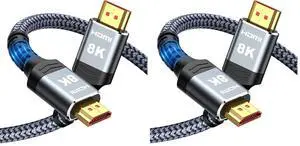 8K HDMI Cable Long 2.1 30FT/9M, 48Gbps High Speed HDMI 4K120 144Hz Dynamic HDR 10 eARC HDCP 2.2&2.3 Compatible for PS5, Blu-ray Player and Monitor (Pack of 2) 8K HDMI Cable Long 2.1 30FT/9M, 48Gbps High Speed HDMI 4K120 144Hz Dynamic HDR 10 eARC HDCP 2.2&2.3 Compatible for PS5, Blu-ray Player and Monitor (Pack of 2)
