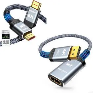 DisplayPort to HDMI Adapter to HDMI Cable for Dell HP AMD NVIDIA, Passive DisplayPort to HDMI Adapter to HDMI Cable for Dell HP AMD NVIDIA, Passive