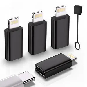 USB C Type C to Lightning Adapter 4 Pack 1.8-2.2A 15W Fast Charging Support Data Sync,Lightning to USB Type C Cable Adapter for iPhone/iPad/for Airpods,with Anti-Lost Loop,Not for Audio/OTG (Black) USB C Type C to Lightning Adapter 4 Pack 1.8-2.2A 15W Fast Charging Support Data Sync,Lightning to USB Type C Cable Adapter for iPhone/iPad/for Airpods,with Anti-Lost Loop,Not for Audio/OTG (Black)