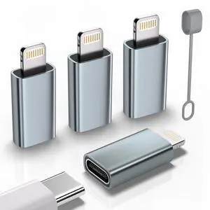 USB C Type C to Lightning Adapter 4 Pack 1.8-2.2A 15W Fast Charging Support Data Sync,Lightning to USB Type C Cable Adapter for iPhone/iPad/for Airpods,with Anti-Lost Loop,Not for Audio/OTG, Gray USB C Type C to Lightning Adapter 4 Pack 1.8-2.2A 15W Fast Charging Support Data Sync,Lightning to USB Type C Cable Adapter for iPhone/iPad/for Airpods,with Anti-Lost Loop,Not for Audio/OTG, Gray