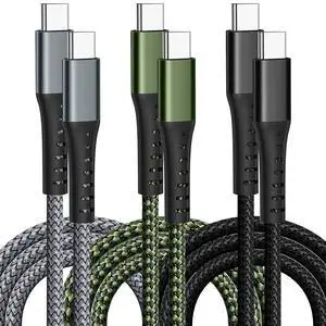 USB-C to USB-C 60W 6FT 3-Pack, Nylon Braided Fast Charging Cable USB-C to USB-C 60W 6FT 3-Pack, Nylon Braided Fast Charging Cable