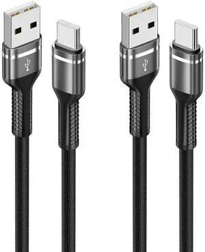 USB-A to USB-C Cable 2-Pack 6ft Fast Charging Cord for Samsung iPhone Black USB-A to USB-C Cable 2-Pack 6ft Fast Charging Cord for Samsung iPhone Black
