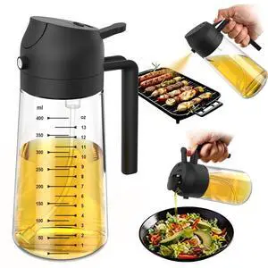 16oz/470ml Glass Olive Oil Sprayer for Cooking 2 in 1 Olive Oil Dispenser Bottle for Kitchen Gadgets and Air Fryer Accessories, Salad, BBQ - Black 16oz/470ml Glass Olive Oil Sprayer for Cooking 2 in 1 Olive Oil Dispenser Bottle for Kitchen Gadgets and Air Fryer Accessories, Salad, BBQ - Black