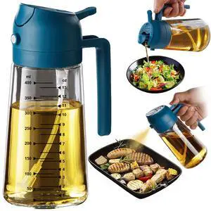 16oz/470ml Glass Olive Oil Sprayer for Cooking - 2 in 1 Olive Oil Dispenser for Kitchen Gadgets, Air Fryer, Salad, and BBQ - Navy 16oz/470ml Glass Olive Oil Sprayer for Cooking - 2 in 1 Olive Oil Dispenser for Kitchen Gadgets, Air Fryer, Salad, and BBQ - Navy
