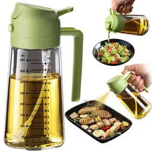 16oz/470ml Glass Olive Oil Sprayer for Cooking 2 in 1 Olive Oil Dispenser Bottle for Kitchen Gadgets and Air Fryer Accessories, Salad, BBQ - Green 16oz/470ml Glass Olive Oil Sprayer for Cooking 2 in 1 Olive Oil Dispenser Bottle for Kitchen Gadgets and Air Fryer Accessories, Salad, BBQ - Green