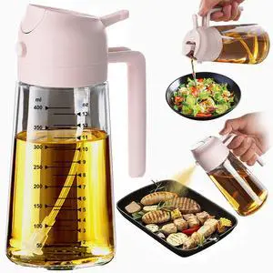 16oz/470ml Glass Olive Oil Sprayer for Cooking - 2 in 1 Olive Oil Dispenser for Kitchen Gadgets, Air Fryer, Salad, and BBQ - Peach 16oz/470ml Glass Olive Oil Sprayer for Cooking - 2 in 1 Olive Oil Dispenser for Kitchen Gadgets, Air Fryer, Salad, and BBQ - Peach