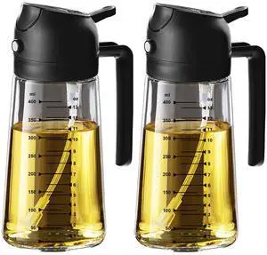 16oz/470ml Glass Olive Oil Sprayer for Cooking 2 in 1 Olive Oil Dispenser Bottle for Kitchen Gadgets and Air Fryer Accessories, Salad, BBQ - 2 Black 16oz/470ml Glass Olive Oil Sprayer for Cooking 2 in 1 Olive Oil Dispenser Bottle for Kitchen Gadgets and Air Fryer Accessories, Salad, BBQ - 2 Black