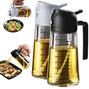 16oz/470ml Glass Olive Oil Sprayer for Cooking 2 in 1 Olive Oil Dispenser Bottle for Kitchen Gadgets and Air Fryer Accessories, Salad, BBQ - Black & Ash 16oz/470ml Glass Olive Oil Sprayer for Cooking 2 in 1 Olive Oil Dispenser Bottle for Kitchen Gadgets and Air Fryer Accessories, Salad, BBQ - Black & Ash