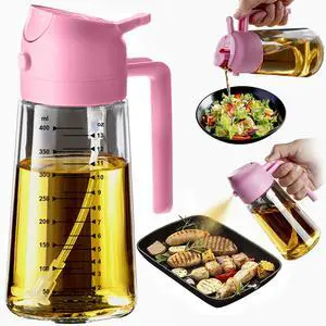 16oz/470ml Glass Olive Oil Sprayer for Cooking - 2 in 1 Olive Oil Dispenser for Kitchen Gadgets, Air Fryer, Salad, and BBQ - Bubblegum 16oz/470ml Glass Olive Oil Sprayer for Cooking - 2 in 1 Olive Oil Dispenser for Kitchen Gadgets, Air Fryer, Salad, and BBQ - Bubblegum