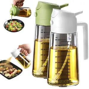 16oz/470ml Glass Olive Oil Sprayer for Cooking 2 in 1 Olive Oil Dispenser Bottle for Kitchen Gadgets and Air Fryer Accessories, Salad, BBQ - White & Green 16oz/470ml Glass Olive Oil Sprayer for Cooking 2 in 1 Olive Oil Dispenser Bottle for Kitchen Gadgets and Air Fryer Accessories, Salad, BBQ - White & Green